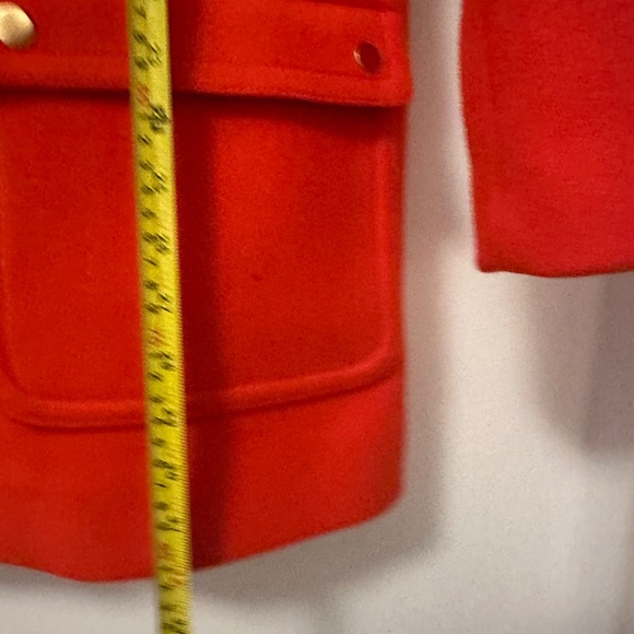 J. Crew Chateau Parka Coat In Stadium Cloth Red With Removable Fur Hood | Size 6 - Picture 10 of 13